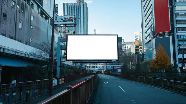 customizable augmented reality billboard for presentation mockup in Tokyo environment, day view