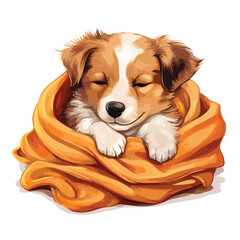 Cute Puppy Sleeping on Blanket