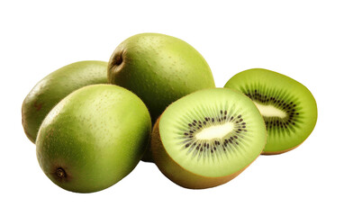 A Group of Kiwis Sitting on Top of Each Other. On a White or Clear Surface PNG Transparent Background.