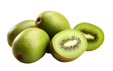 A Group of Kiwis Sitting on Top of Each Other. On a White or Clear Surface PNG Transparent Background.
