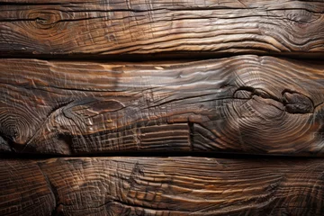 Tuinposter Closeup of grainy brown hardwood table texture with detailed natural wood grain pattern. Perfect for interior design, home renovation, woodworking projects, and rustic themed product photography backd © JovialFox