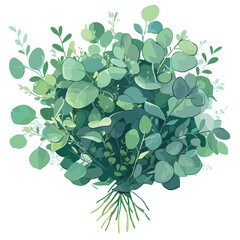 Eucalyptus bouquet clipart isolated on white background