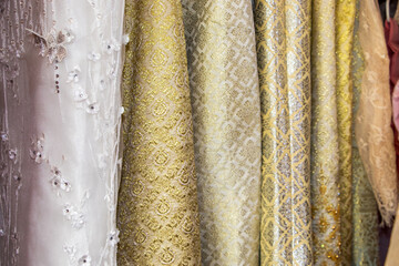 Thai fabric, silk velvet Cloth for auspicious ceremonies extraordinarily beautiful Unique Thai background images