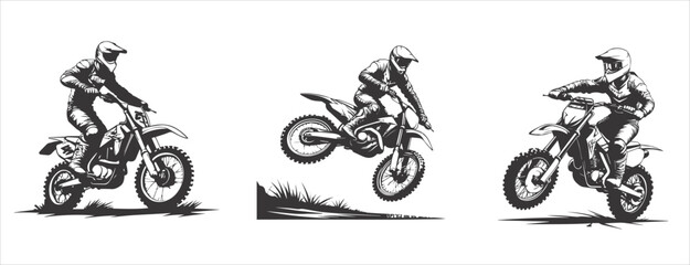 Obraz premium silhouettes of man riding on motocross vector design