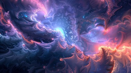a virtual dreamscape where luminous fractal landscapes stretch to infinity, bathed in the ethereal glow of ever-shifting patterns, inviting exploration and contemplation.