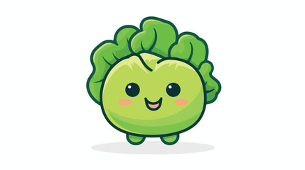 Kawaii cabbage icon. Modern simple flat vegetarian