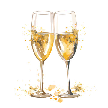 Festive Champagne Glasses Clipart
