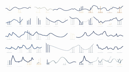 Line graph thin line icons. Vector illustration 