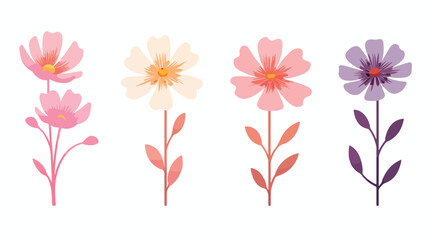 Little flower three flat vector isolated on white background