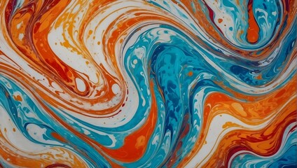 An artistic background texture of colorful, swirling waves made with marbled acrylic ink paint Generative AI