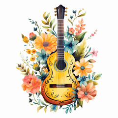 Floral guitar clipart