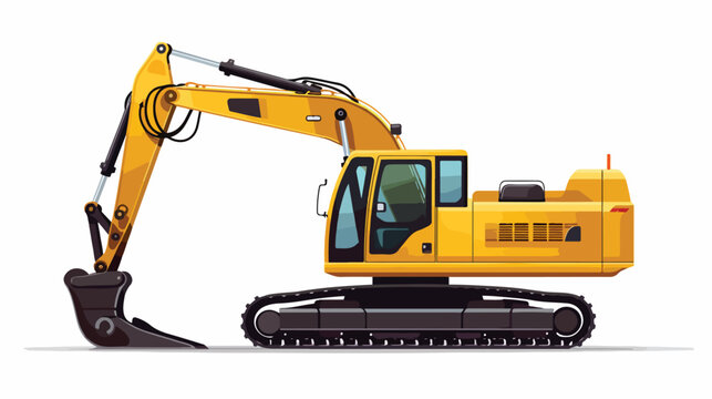 Machinery excavator flat vector isolated on white background