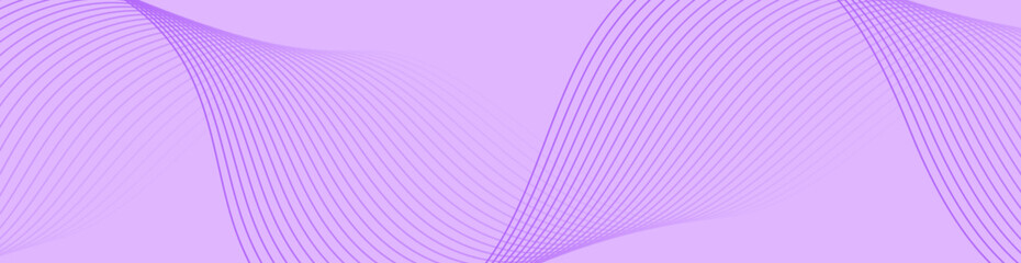 Abstract background with waves for banner. Web banner size. Vector background with lines. Element for design isolated. Purple gradient. Summer, spring, beauty