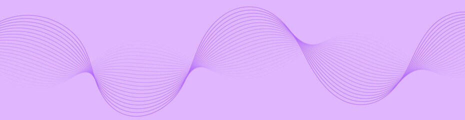 Abstract background with waves for banner. Web banner size. Vector background with lines. Element for design isolated. Purple gradient. Summer, spring, beauty