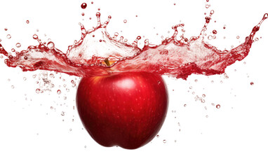 Apple With Water Splash. On a White or Clear Surface PNG Transparent Background. - obrazy, fototapety, plakaty