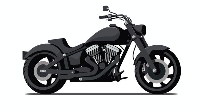 Motorcycle silhouette Vector. Flat style. Side view