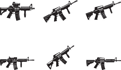 M4-Rifle Silhouettes EPS Weapons Vector Firearms Clipart