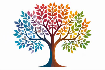 Obraz premium Colorful autumn tree on white background. Vector illustration for your design
