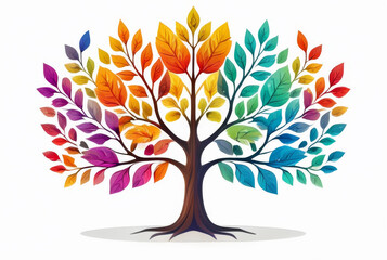 Colorful autumn tree on white background. Vector illustration for your design