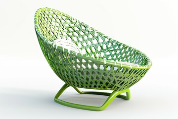 Obraz premium modern light green rattan chair with elegant ornament isolated on white background