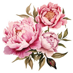 Flowers Peony Clipart isolated on white background