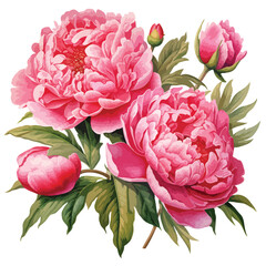 Flowers Peony Clipart isolated on white background