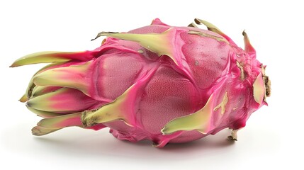 One whole dragon fruit isolated on white background, full depth of field ,Generative ai,
