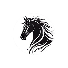 Naklejka na ściany i meble Simple and minimalist 2D Flat icon Logo of horse, isolated with transparent background. Black and white horse logo emblem