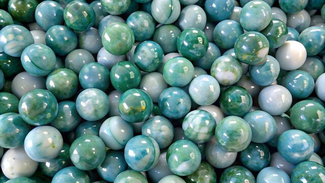 pile of emerald marble balls pearls