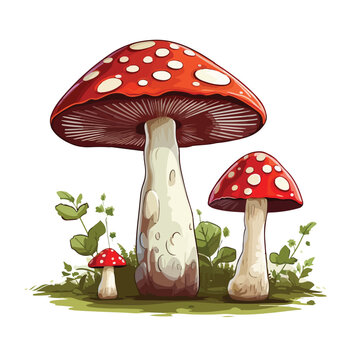 Giant Mushrooms Clipart isolated on white background