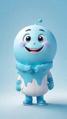 Smiling cute character on light blue gradient background, let's laugh day, space for text, space for advertising, copy space