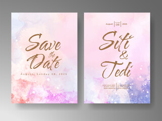 Cards with watercolor background. Design for your cover, date, postcard, banner, logo.