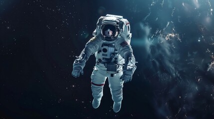 Fototapeta na wymiar Portrait of astronaut floating in space