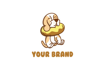 dog and donut logo design. Vector design suitable for pet shop business