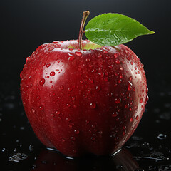 red apple with water drops