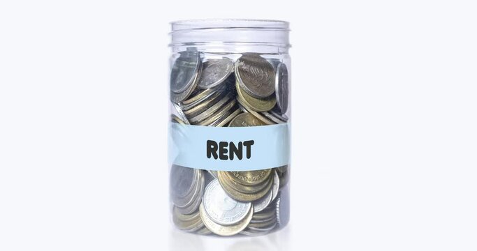 Jars full of money for different life situations, saving concept