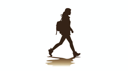Fototapeta na wymiar Silhouette of a walking woman on a white background