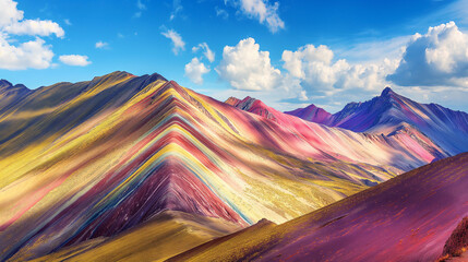 Vinicunca mountain in Peru in seven colors. - obrazy, fototapety, plakaty