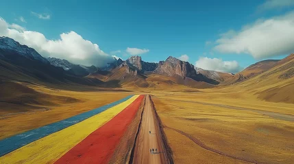 Zelfklevend behang Vinicunca Vinicunca mountain in Peru in seven colors.