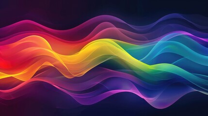 Dark grainy color gradient wave background, purple red yellow blue green colors banner poster cover abstract design