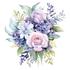 Iridescent flower bouquet clipart Watercolor 