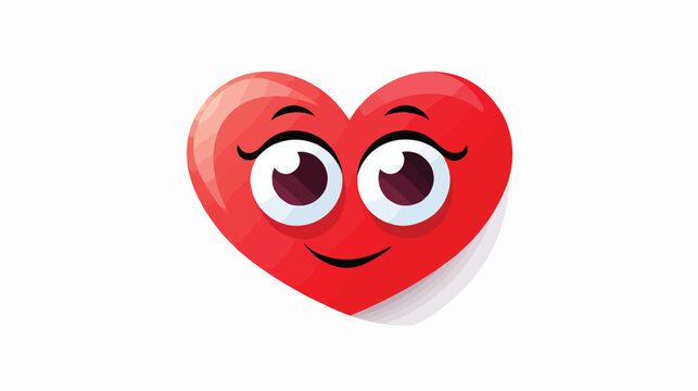 Smile cartoon emoticon in love with hearts in eyes.