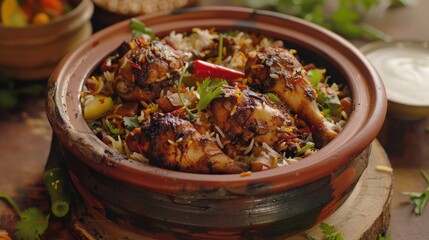 Dum Handi chicken Biryani is prepared in an earthen or clay pot called Haandi. Popular Indian non vegetarian food