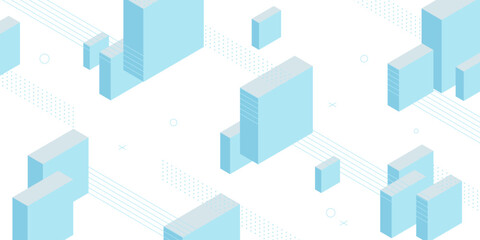 Modern Abstract Background with Retro Memphis Elements and Blue White Pastel Color