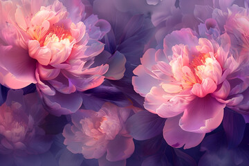 Beautiful peonies, abstract floral design for prints, postcards or wallpaper.