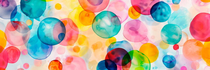 Whimsical watercolor polka dots pattern , adding a playful and cheerful vibe . Generative AI - obrazy, fototapety, plakaty