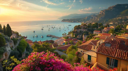 Foto op Canvas Boats gracefully glide through the sparkling waters of a picturesque European bay during the summertime © Fokke Baarssen