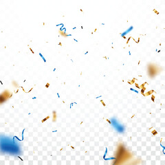 Blue and gold confetti banner, isolated on white background - 762111130