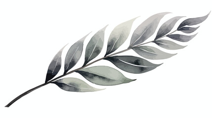 Watercolor leaf with black and white graphics 