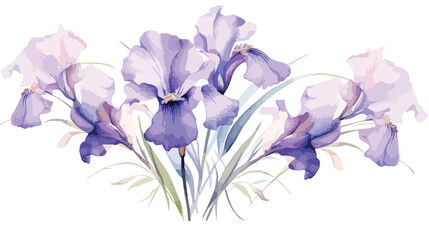 Wildflower iris flower leaf in a watercolor style 